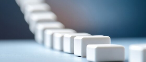 domino effect: Chain Reaction of White Dominoes