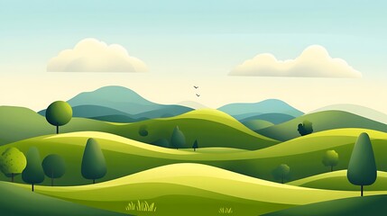 Obraz premium Serene Green Hills Under a Summer Sky