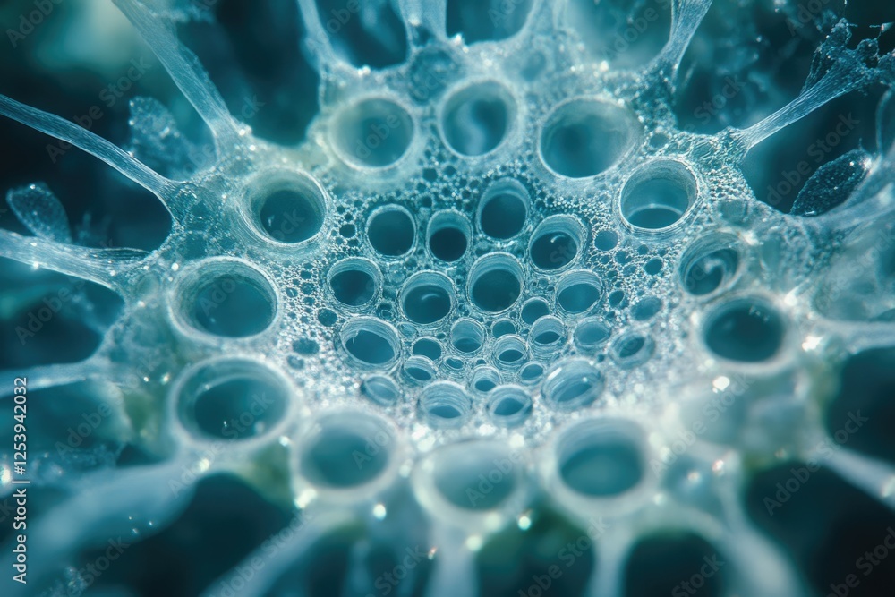 Wall mural intricate network of interconnected bubbles, resembling a cellular structure or abstract art.