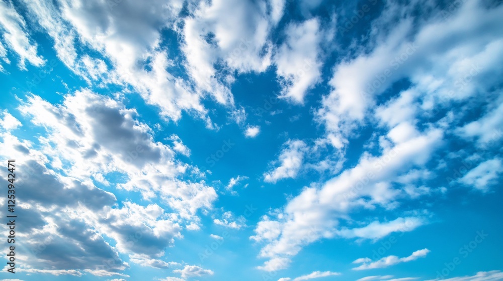 Poster dynamic blue sky with clouds and futuristic zoom effect creating an expansive scene