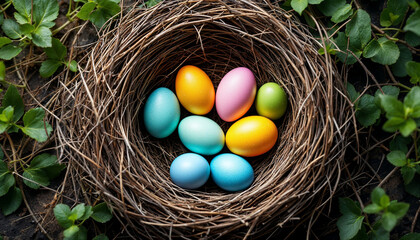Obraz premium Nest and egg for Easter background
