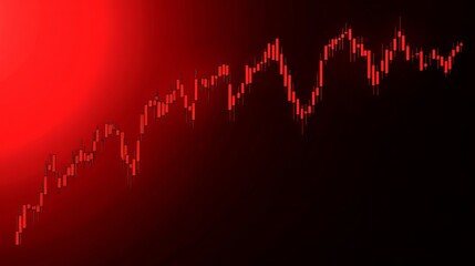 Fototapeta premium Red Candlestick Chart Financial Market Stock Exchange Investment Trading Business Graph Upward Trend Economic Data Analysis Report Presentation 