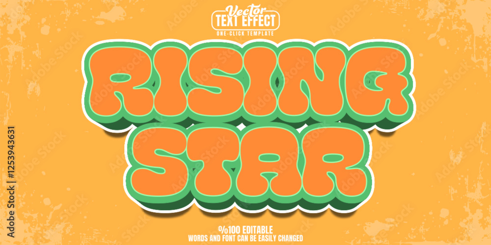 Aufkleber retro editable text effect, customizable star and 90s 3d font style
