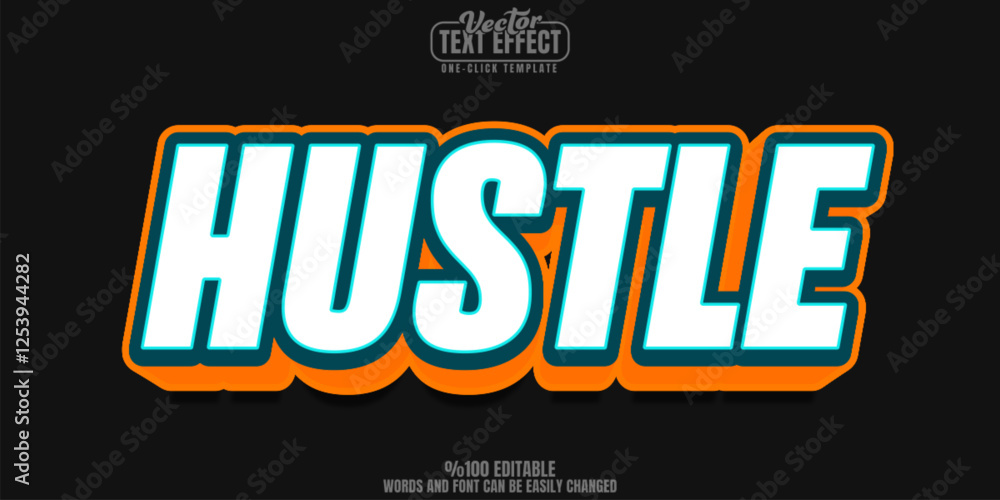 Poster hustle editable text effect, customizable sport and gym 3d font style