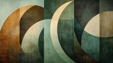 Abstract geometric shapes create an intriguing harmonious pattern in greens