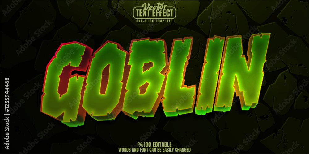 Poster goblin editable text effect, customizable monster and fantasy 3d font style