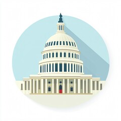Capitol Building Icon Flat Design Isolated White Background