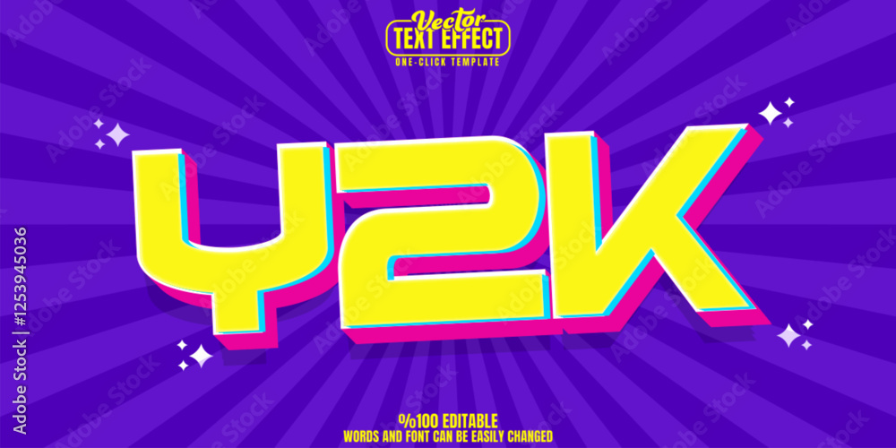 Poster y2k editable text effect, customizable retro and stylish 3d font style