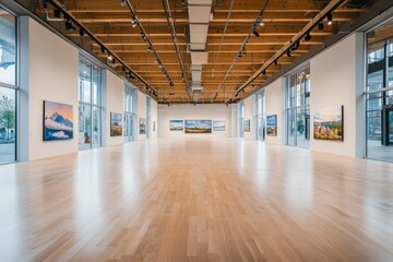 Artistic interpretations of bethlehem gallery exhibition vibrant colors modern environment eye-level view realistic display