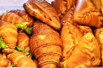 fresh croissant on a wooden table