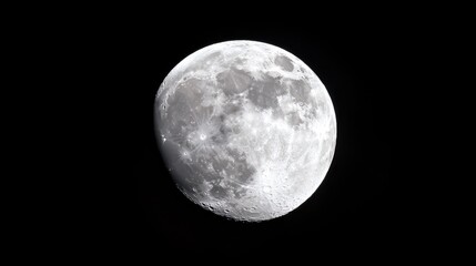 Fototapeta premium Night sky, gibbous moon, craters, dark background, astronomy