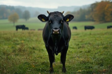 Portrait of a Wagyu Cow Grazing in a Lush Bavarian Meadow