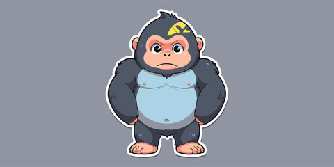Cute Baby Gorilla Cartoon Vector Icon Illustration stickers