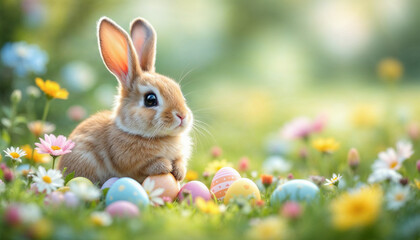 Easter celebration HD background. Bunny and egg for Easter background celebration