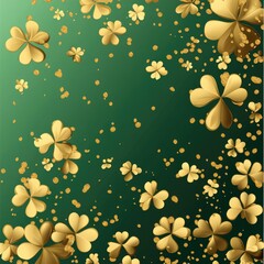 Floating Golden Shamrocks on Vibrant Green Gradient for St. Patrick's Day Celebration