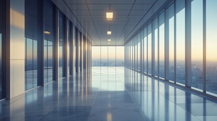 Modern Corporate Building with Minimalist Empty Conference Room