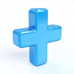 Fototapeta premium 3D Render of a Vibrant Blue Cross Symbol. Modern Icon Design for Medical and Graphic Applications