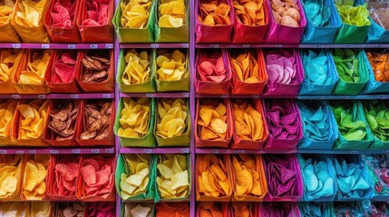 Fototapeta premium A Vibrant Display of Colorful Potato Chips