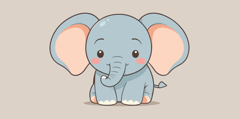 Cute Baby Elephant Cartoon Vector Icon Illustration stickers