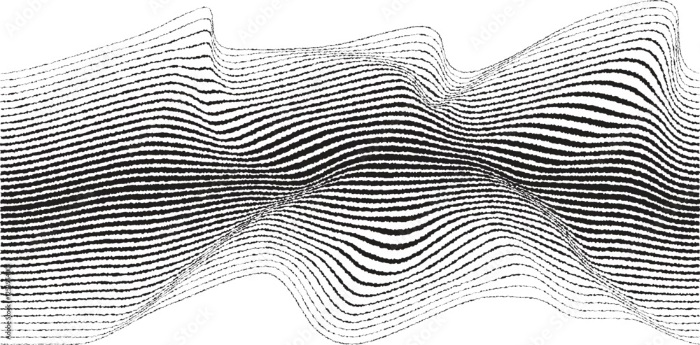 Poster glitch effect . distorted speed lines .abstract flow lines background . fluid wavy shape .rough edge