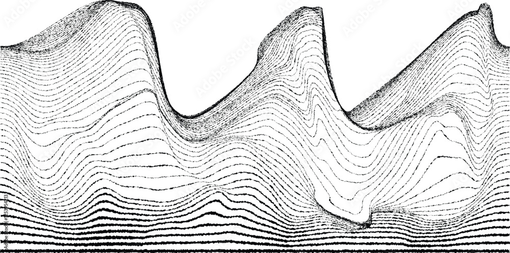 Leinwandbilder Glitch effect . Distorted speed lines .Abstract flow lines background . Fluid wavy shape .Rough edges .Striped linear pattern . Music sound wave . Vector illustration