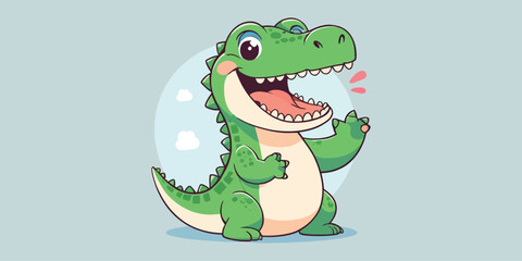 Laughing Cartoon Crocodile Cartoon Vector Icon Illustration stickers