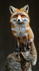 Obraz premium Vibrant Portrait of a Cunning Fox in Its Natural Habitat: Exploring Wildlife, Ecosystem, and Conservation of Agile Mammals in Scenic Forest Terrain 