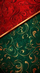 Red and Green Damask Pattern: Elegant and captivating, a high-resolution image showcases a dynamic and striking damask design.