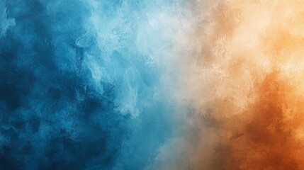 Abstract painted canvas with blue and orange color gradient