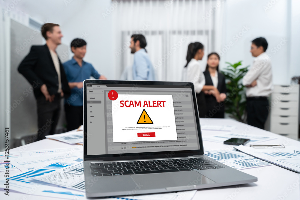 Aufkleber cyber security software show alert of cyber attack for protection brisk. danger from virus, phishing