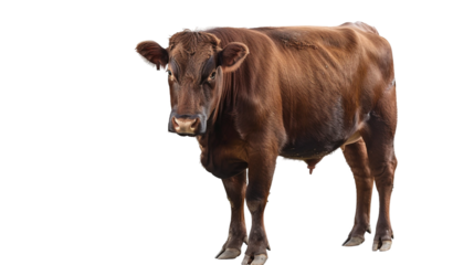 Red or black Limousin breed known for muscular build and superior beef production isolated on transparent background