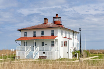 Photo of the Point Lookout Lighthouse in Saint Mary's County Maryland on a Spring Day