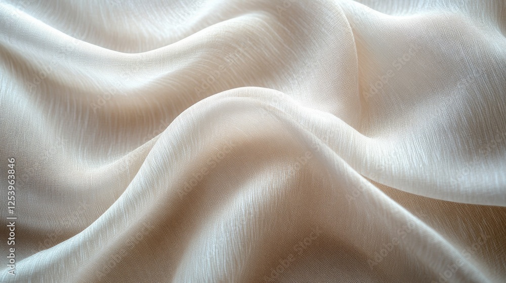 Poster light beige fabric drapes softly creating undulating waves
