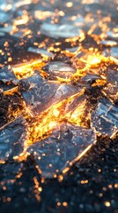 Golden hour fire pit residue stunning textures and colors bird's-eye view outdoor environment captivating nature scene