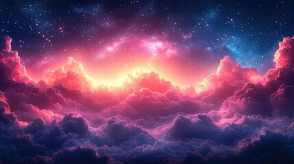 Fototapeta premium A vibrant cosmic scene with colorful clouds and stars, evoking a sense of wonder.