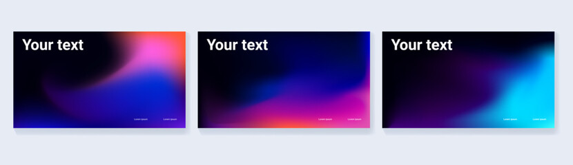 Vector background for presentations with gradient. Hand drawn horizontal illustration. A set of templates for presentations and design. Dark background and bright blue and purple shades.