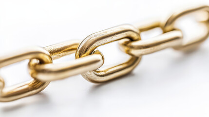 Fototapeta premium close up view of shiny gold chain link, symbolizing strength and connection