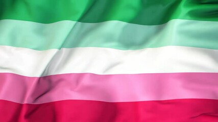 The abrosexual flag waving proudly in the wind, symbolizing fluid sexual identity, pride, and visibility within the LGBTQ+ community during Pride events.