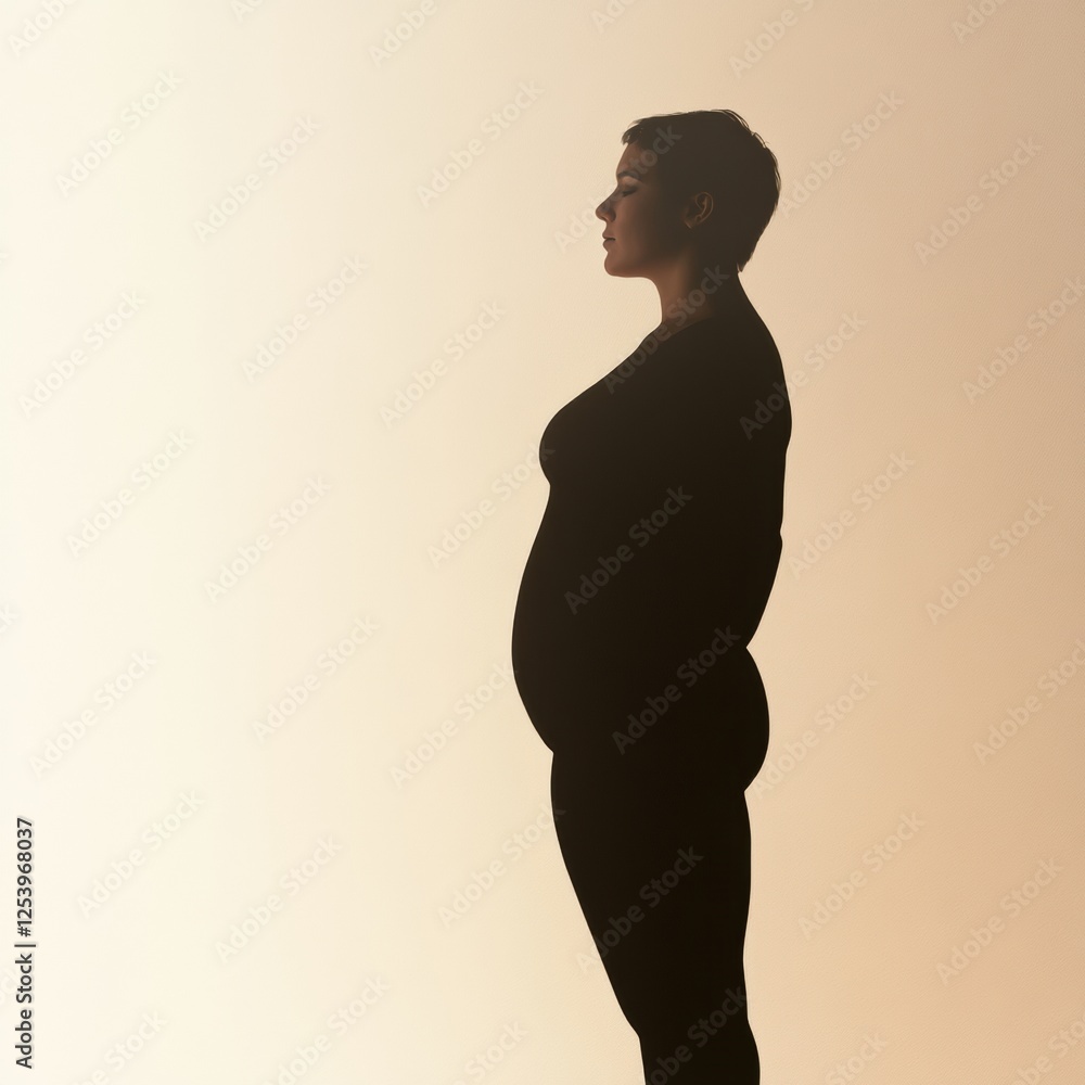 Poster Silhouette showing remarkable weight loss transformation with before and after comparison in stunning light. Generative AI