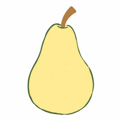 Hand Drawn Pear with Soft Shading and Natural Curves