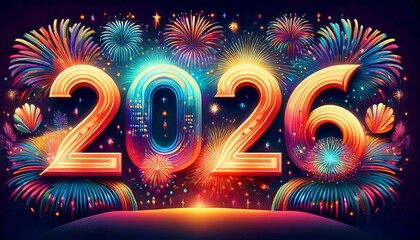 Stunning fireworks display illuminating the number 2026 for a festive celebration new year celebration