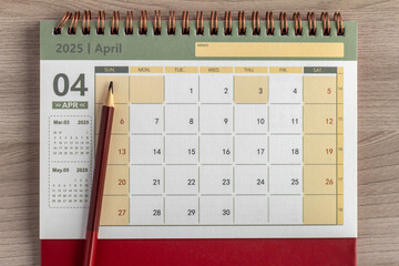 Calendar for April 2025 on your desktop.