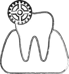  Dental tooth with gear icon