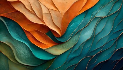 Obraz premium 4K Abstract wallpaper with colorful design, shapes and textures, colored background, teal and orange colors