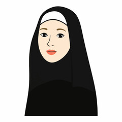 Illustration of a Beautiful Nun, Ideal for Classic and Religious Artwork