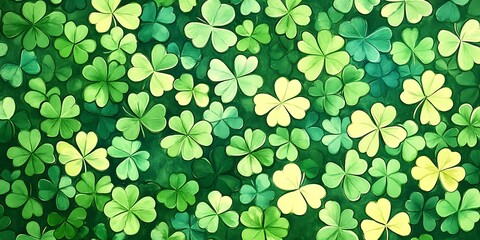 Shamrocks in shades of green on festive background