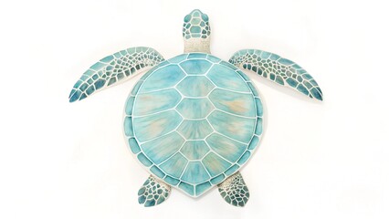 Fototapeta premium A delicate watercolor-styled silhouette of a sea turtle swimming, with light ink strokes representing ocean currents