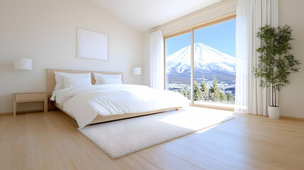 Fototapeta premium Mountain view bedroom interior design