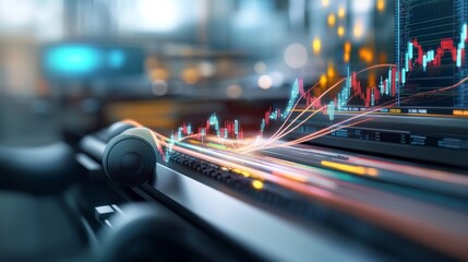 Dynamic Digital Financial Analysis with Advanced Stock Market Data Visualization and Bright Graphical Elements on a Modern Computer Screen