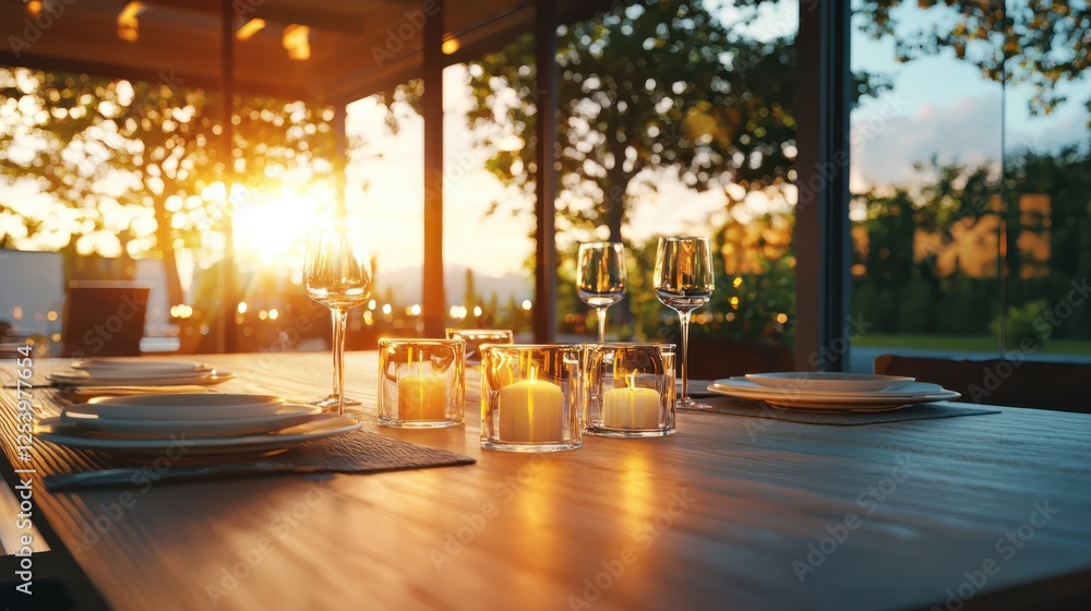 Poster elegant dining experience with mood-enhancing candles intimate home setting dining table arrangement